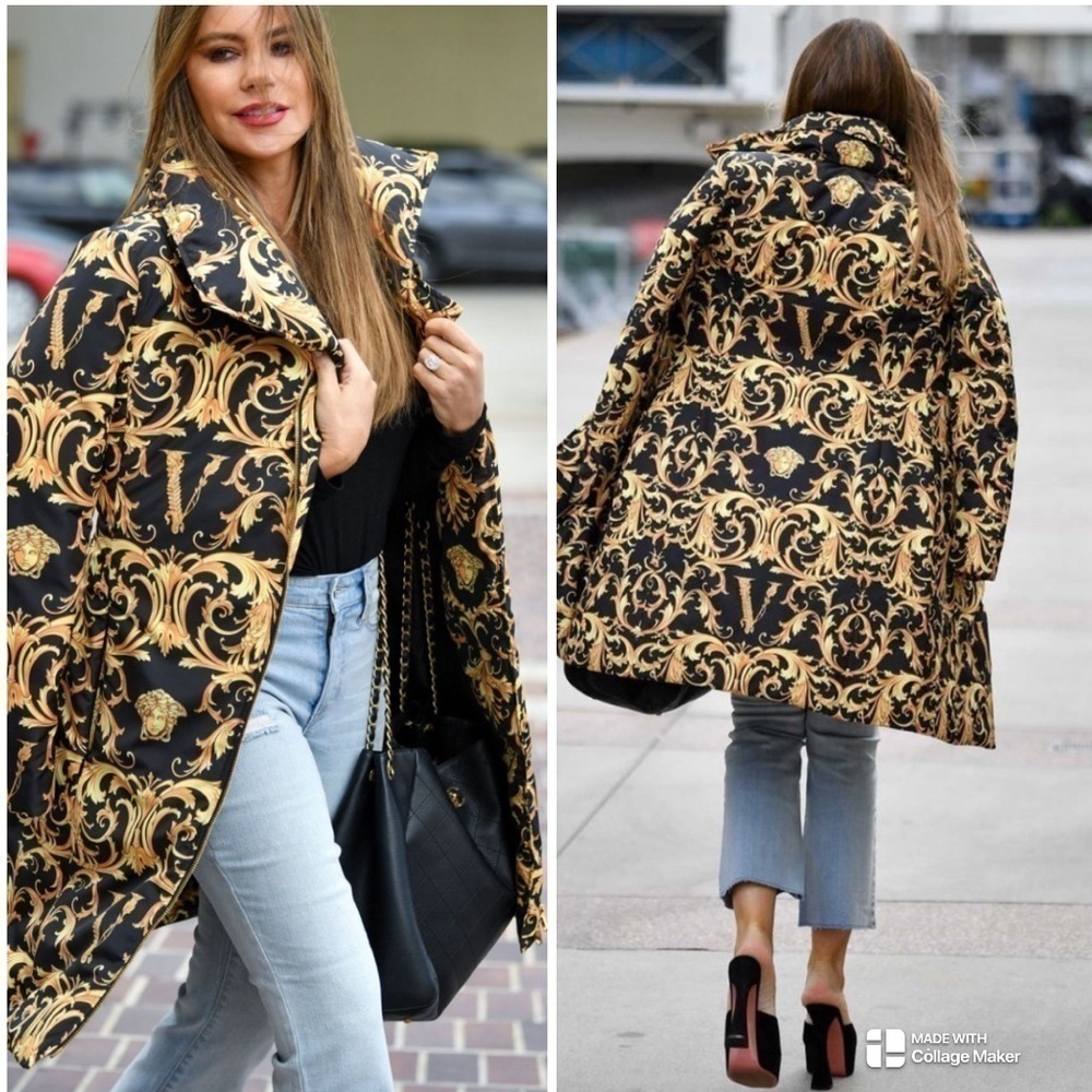 RARE Versace women gold Medusa barrocco puffer coat NWT